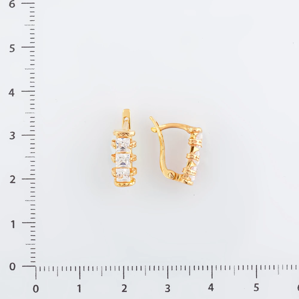 Серьги с фианитом из красного золота 585 пробы