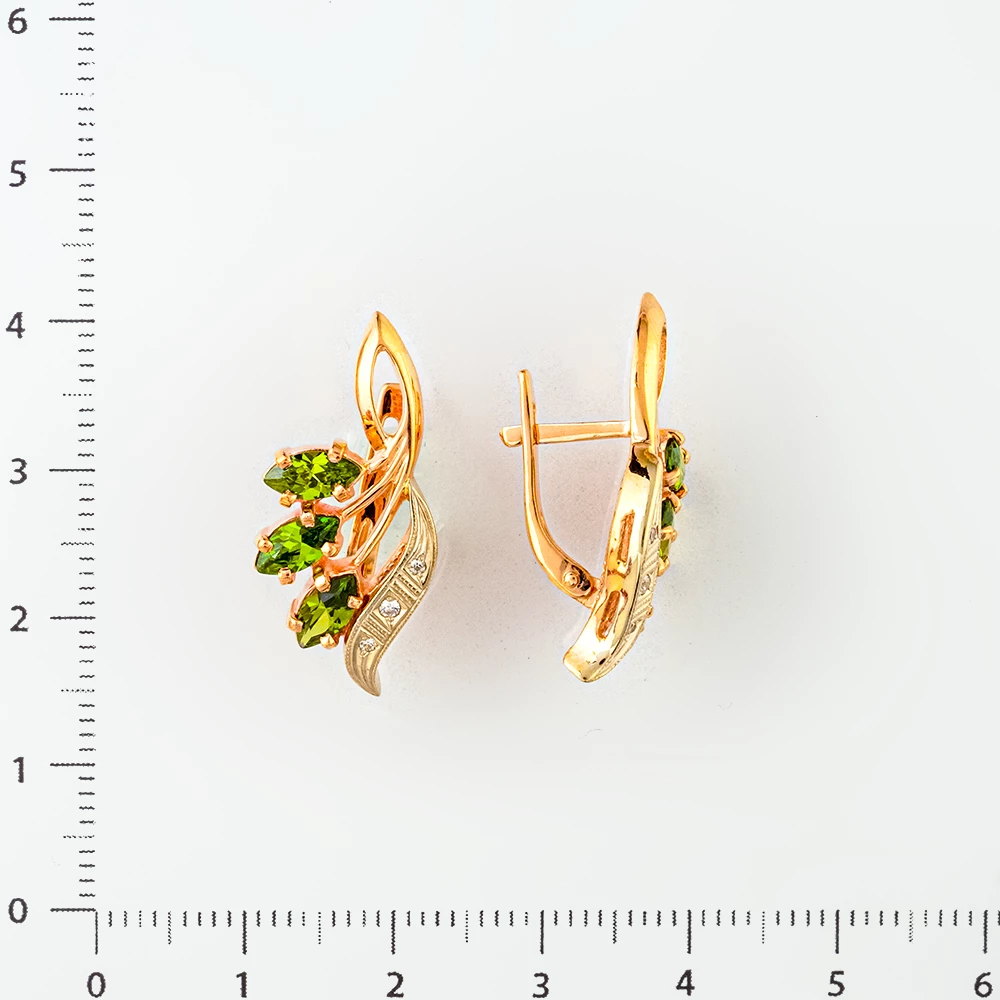 Серьги с ситаллом из красного золота 585 пробы