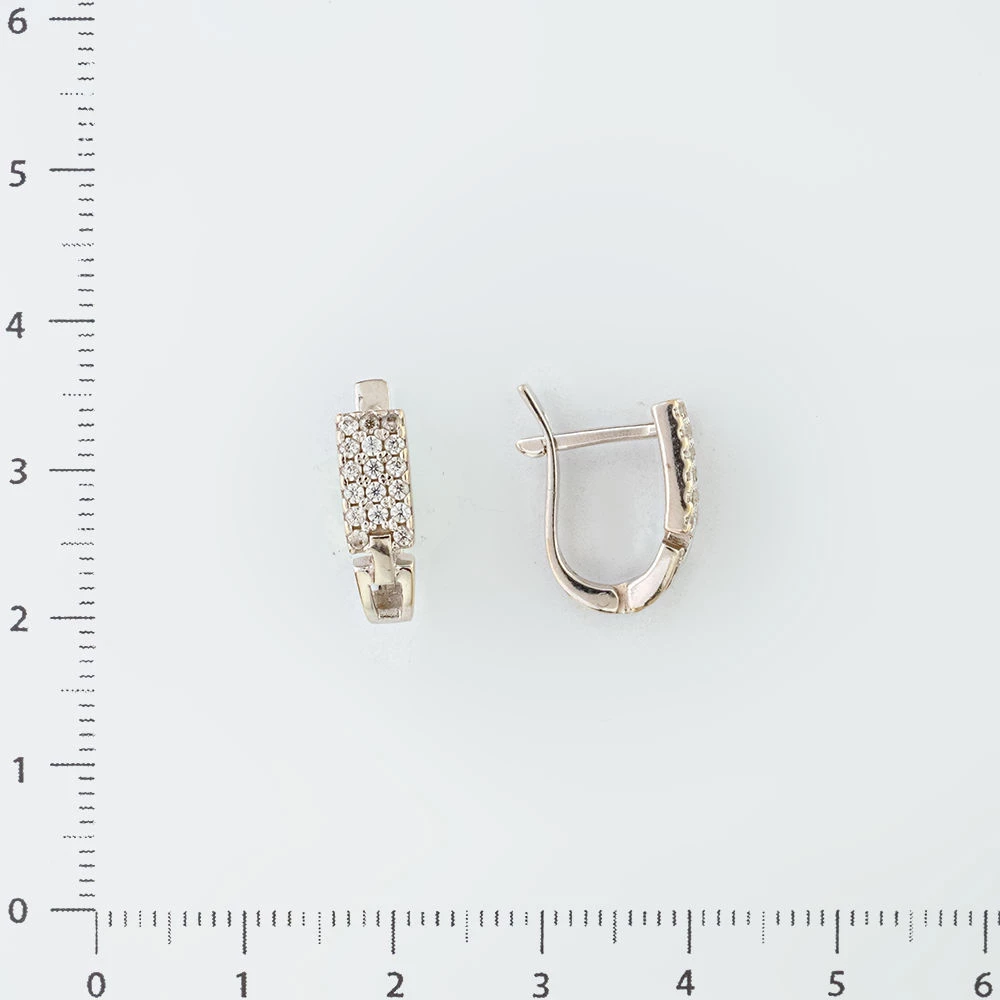 Серьги с фианитом из белого золота 585 пробы