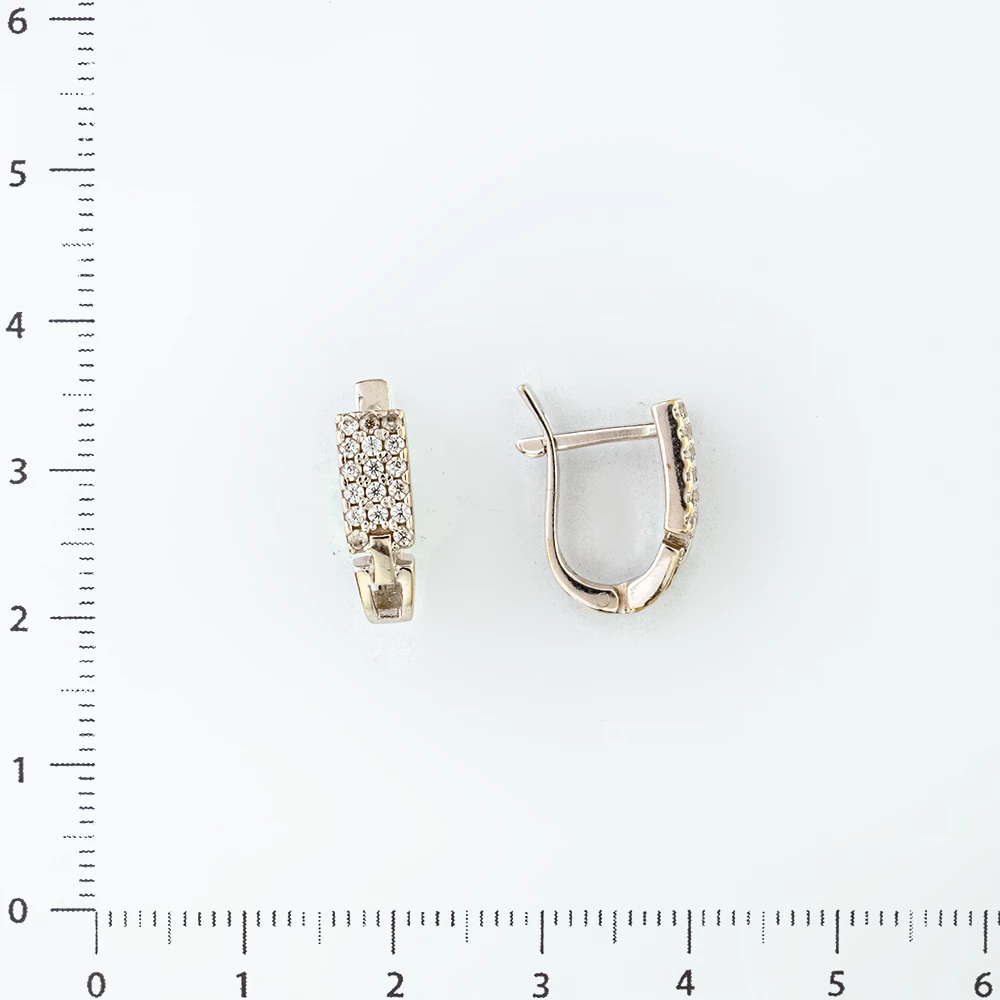 Серьги с фианитом из белого золота 585 пробы