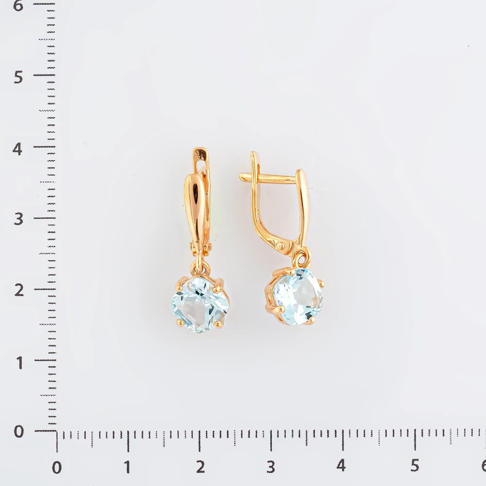 Серьги с топазом из красного золота 585 пробы