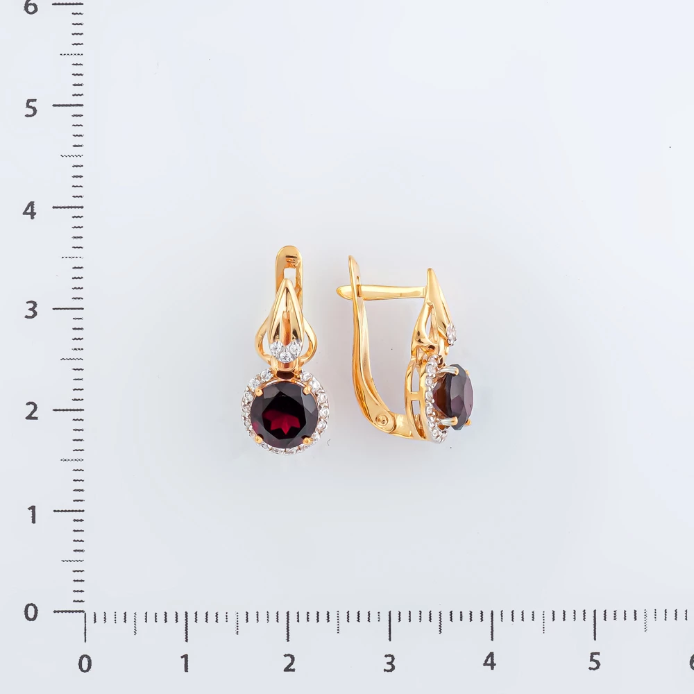 Серьги с гранатом из красного золота 585 пробы