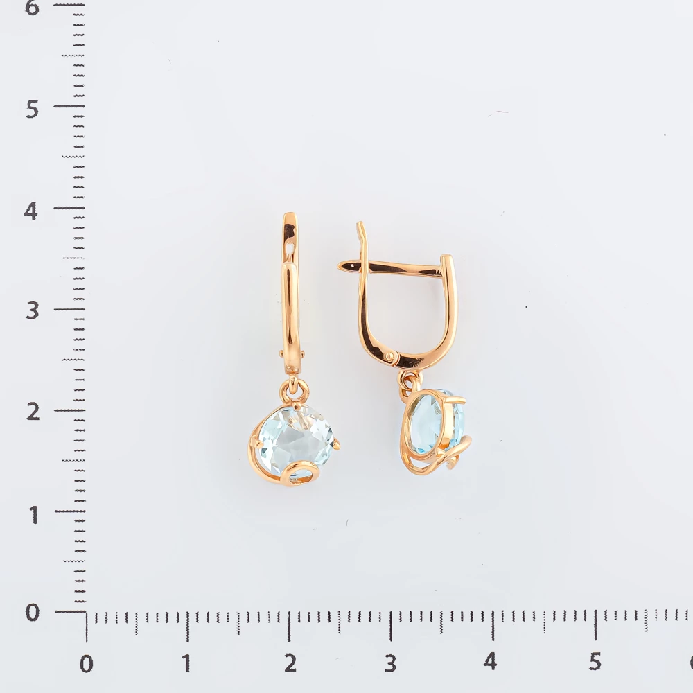 Серьги с топазом из красного золота 585 пробы