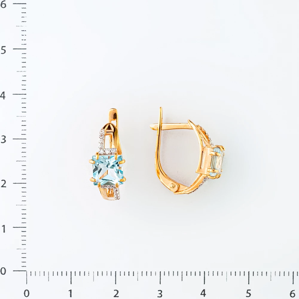 Серьги с топазом из красного золота 585 пробы