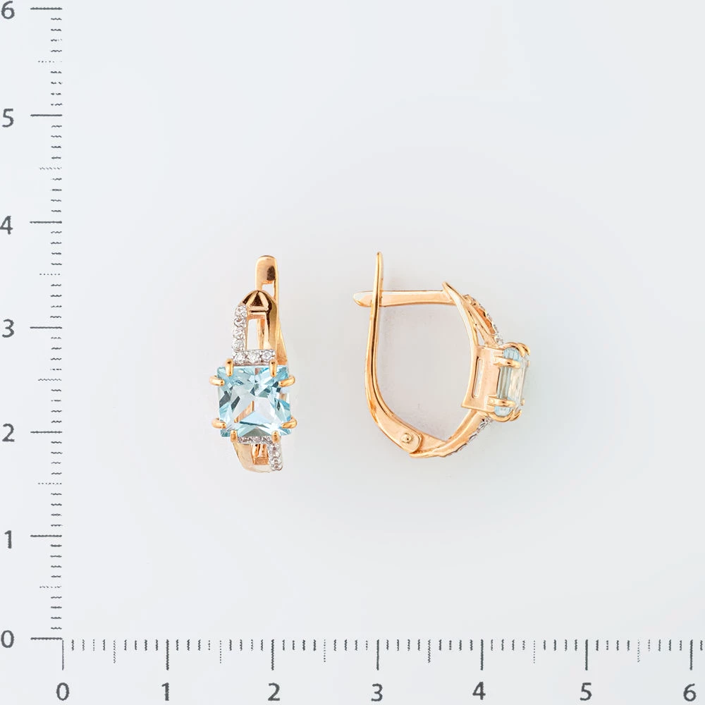 Серьги с топазом из красного золота 585 пробы