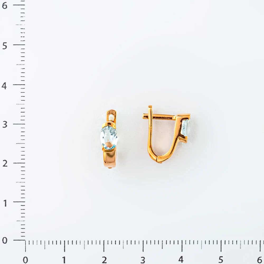 Серьги с топазом из красного золота 585 пробы