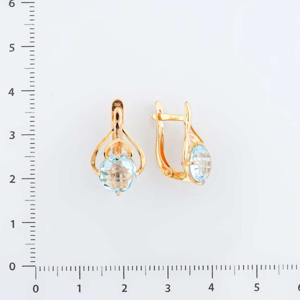 Серьги с топазом из красного золота 585 пробы