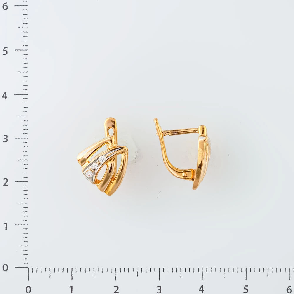 Серьги с фианитом из красного золота 585 пробы