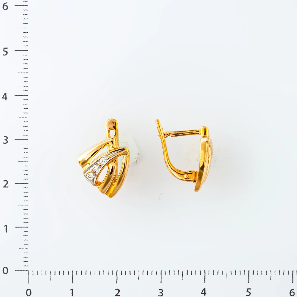 Серьги с фианитом из красного золота 585 пробы