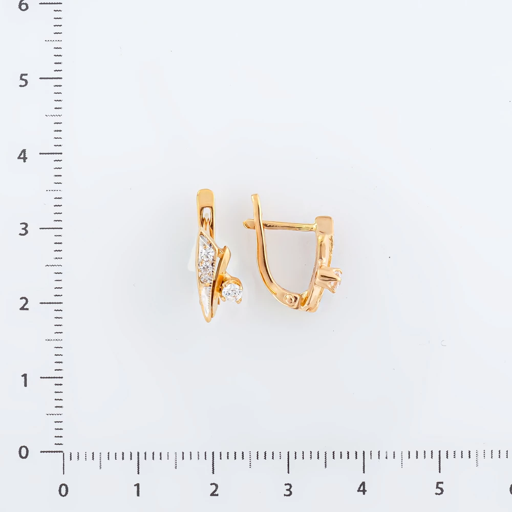 Серьги с фианитом из красного золота 585 пробы