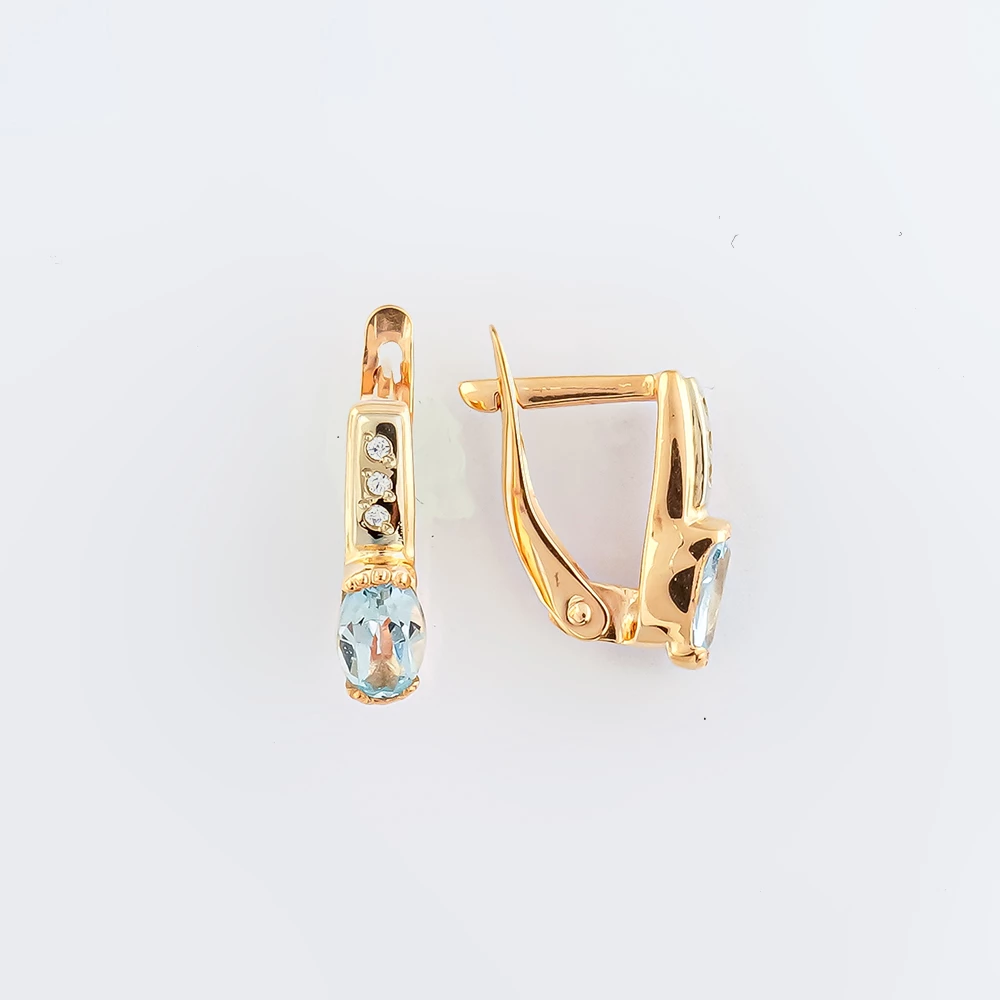 Серьги с топазом из красного золота 585 пробы