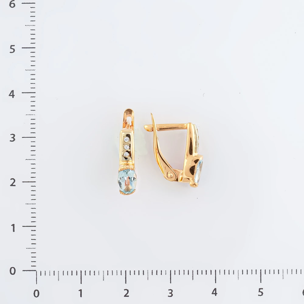Серьги с топазом из красного золота 585 пробы