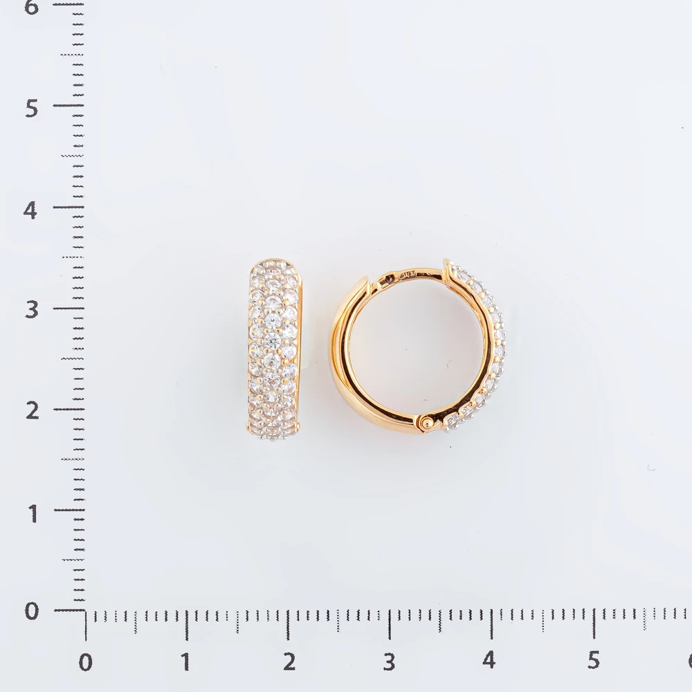 Серьги конго с фианитом из красного золота 585 пробы