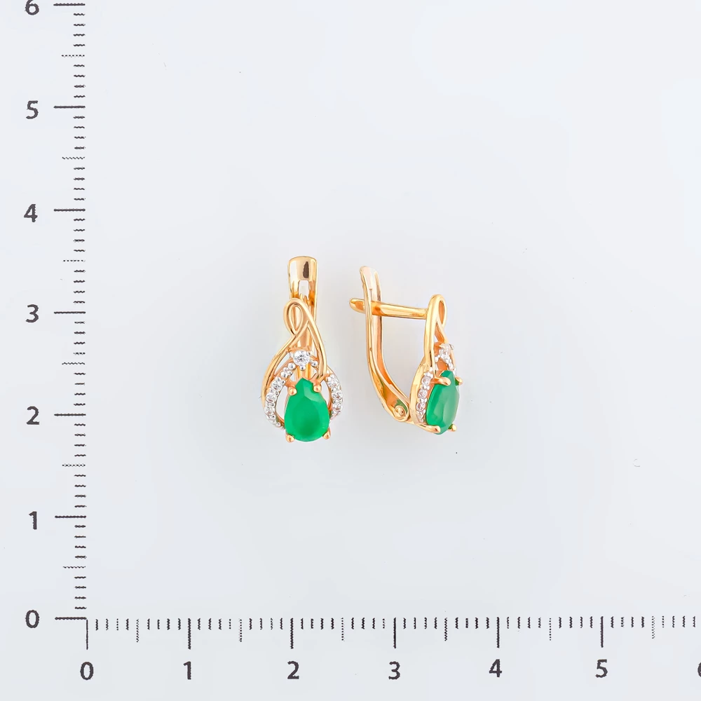 Серьги с агатом из красного золота 585 пробы