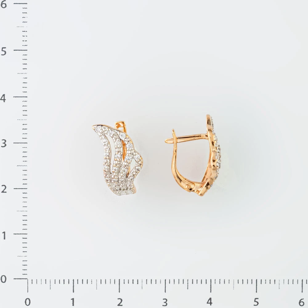 Серьги с фианитом из красного золота 585 пробы