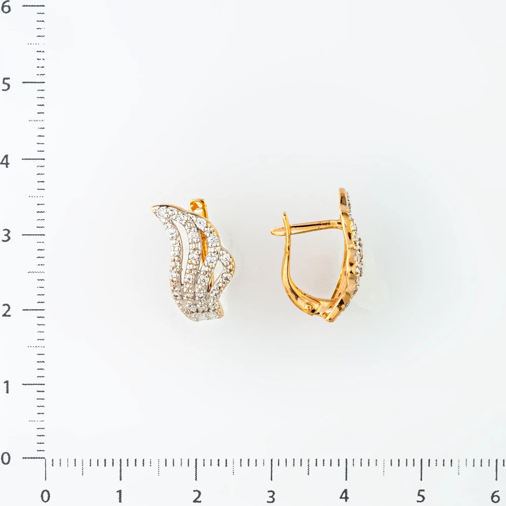 Серьги с фианитом из красного золота 585 пробы