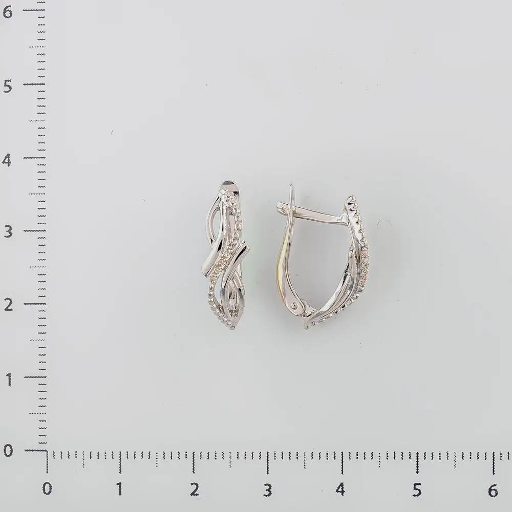 Серьги с бриллиантом из белого золота 585 пробы 2