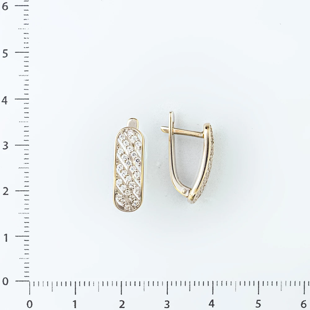 Серьги с фианитом из белого золота 585 пробы