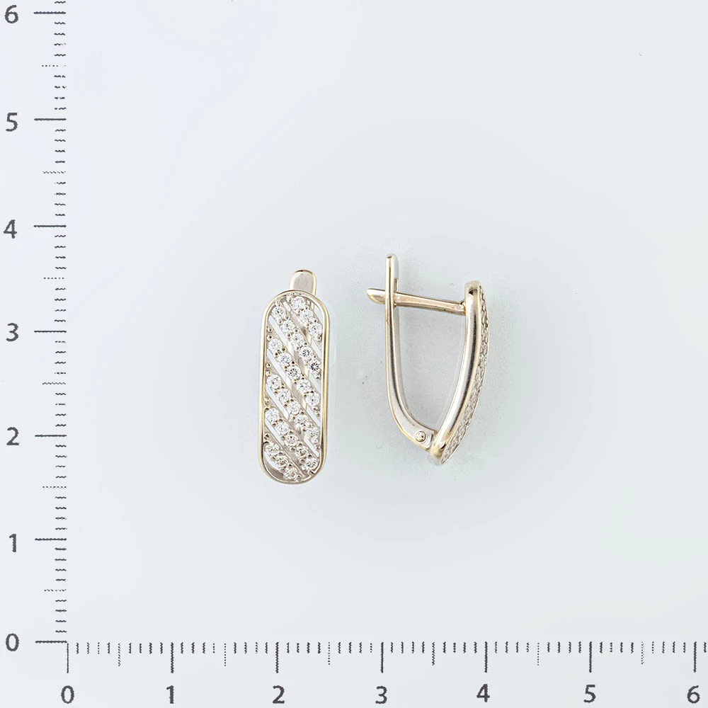 Серьги с фианитом из белого золота 585 пробы