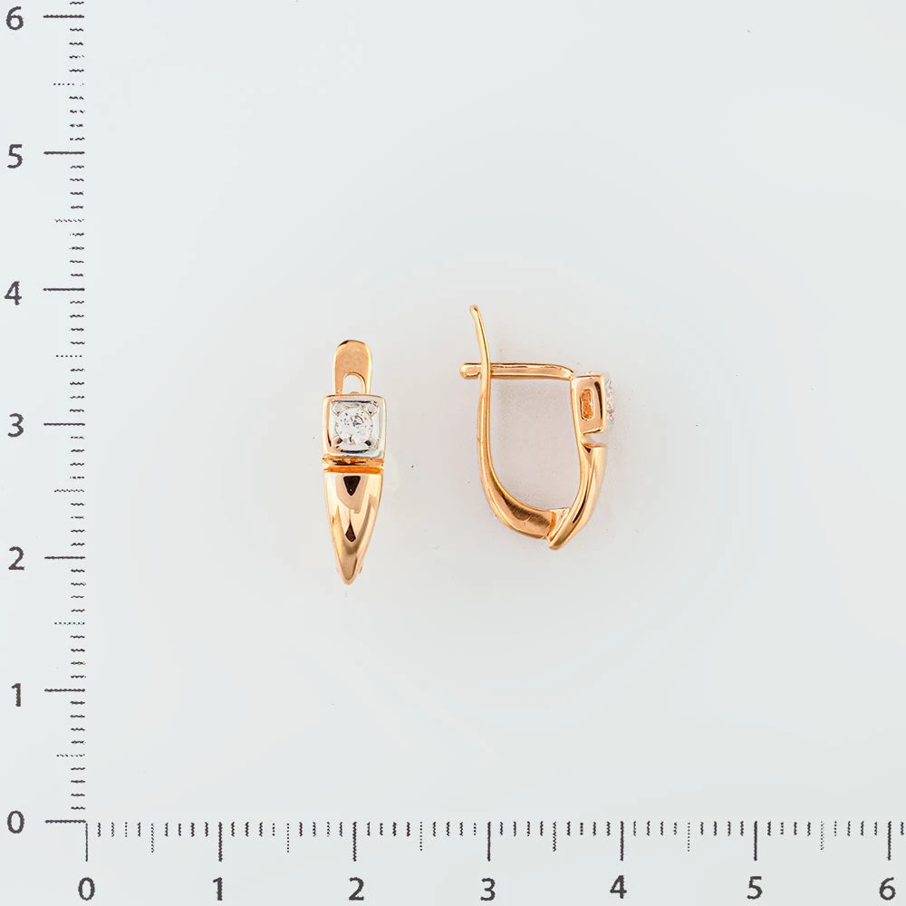 Серьги с фианитом из красного золота 585 пробы