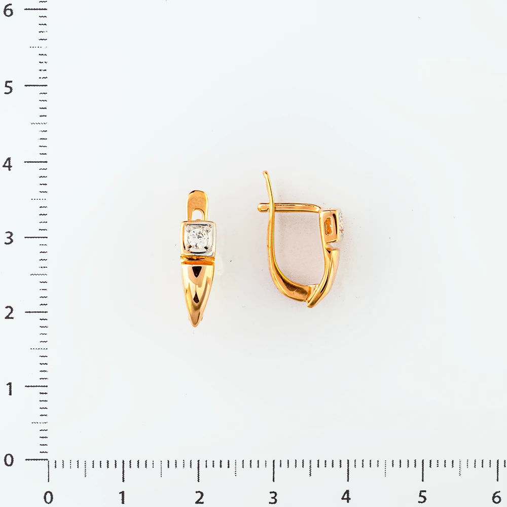 Серьги с фианитом из красного золота 585 пробы