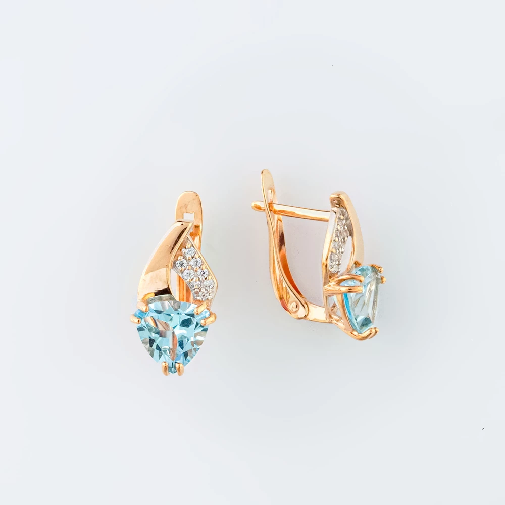 Серьги с топазом из красного золота 375 пробы