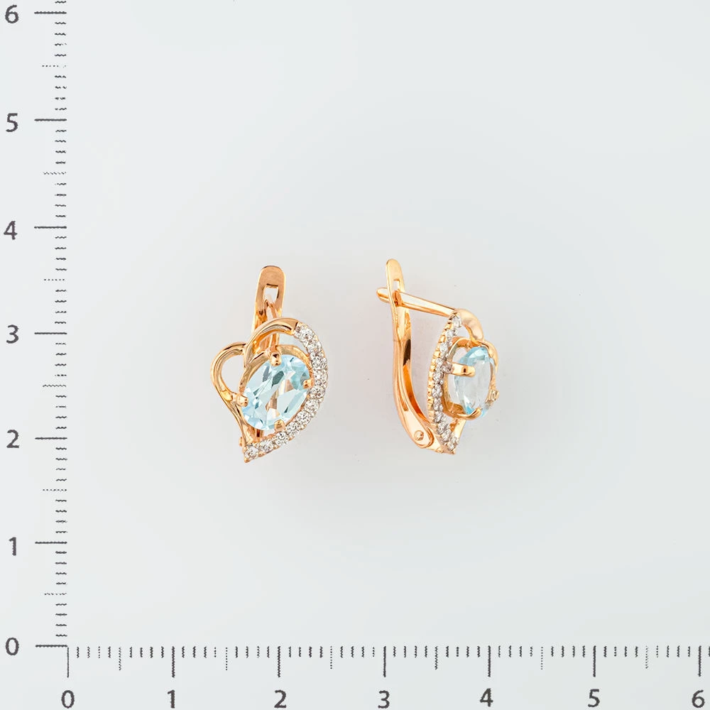 Серьги с топазом из красного золота 585 пробы