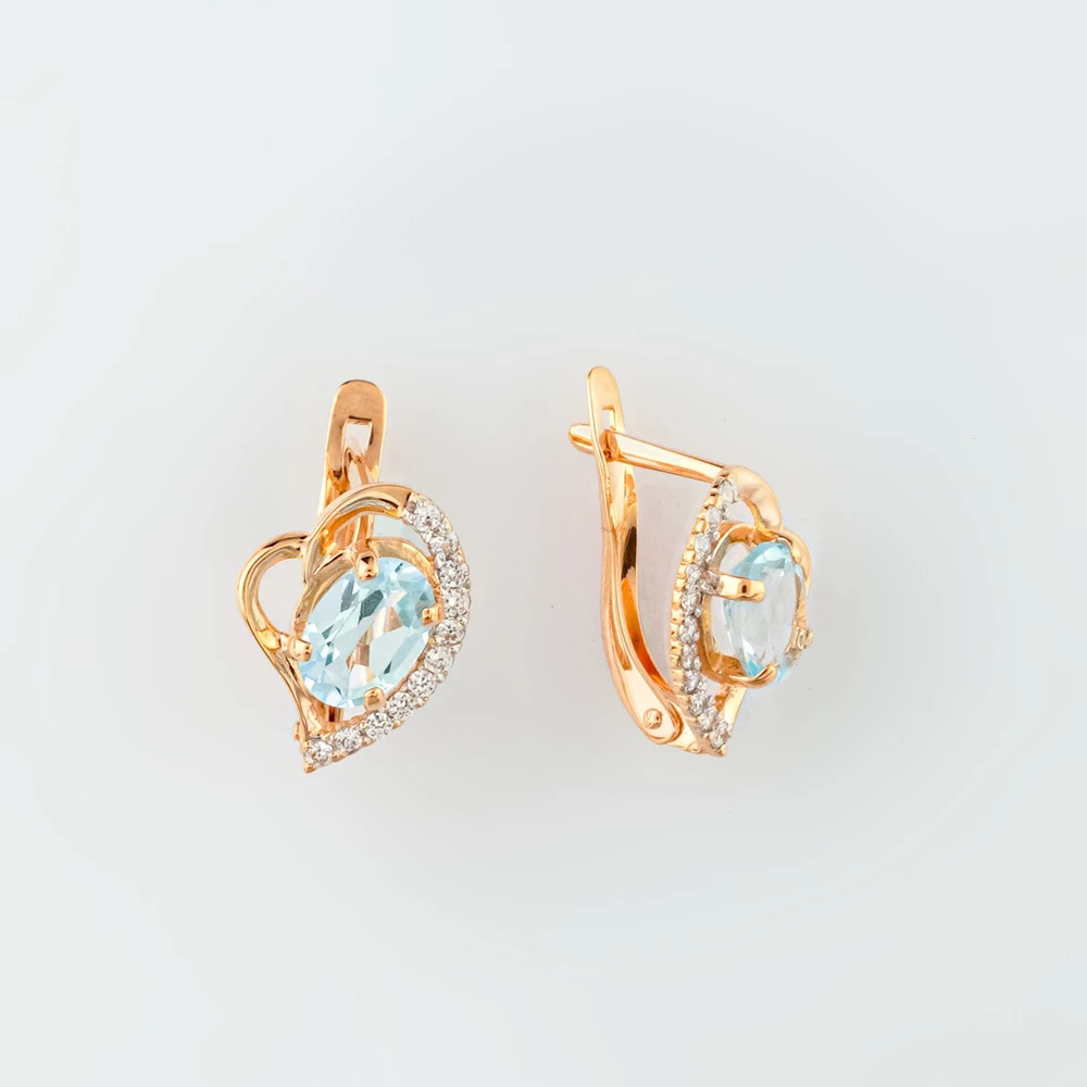Серьги с топазом из красного золота 585 пробы