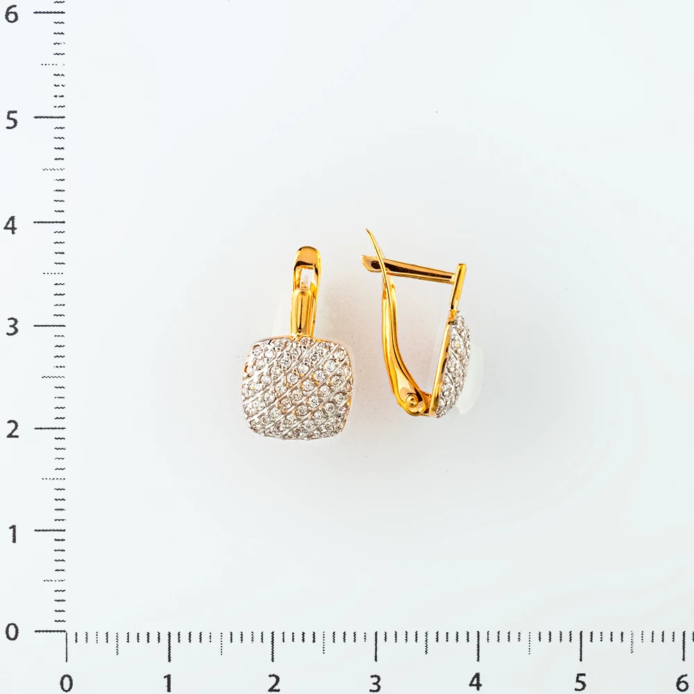 Серьги с фианитом из красного золота 585 пробы
