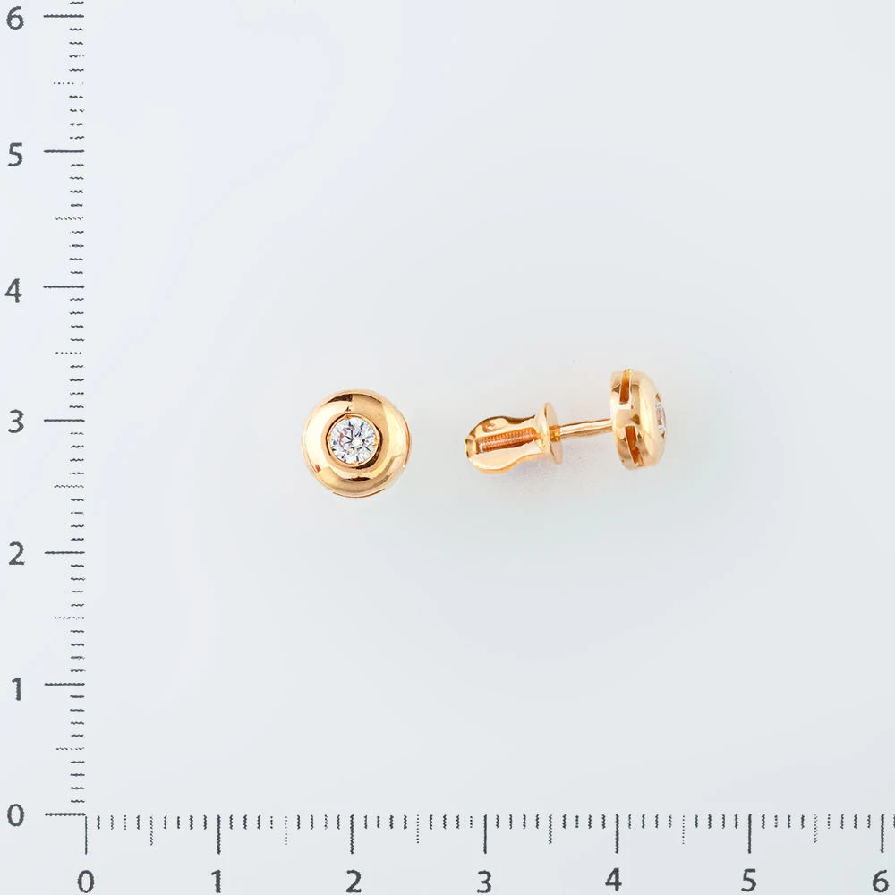 Серьги с фианитом из красного золота 585 пробы