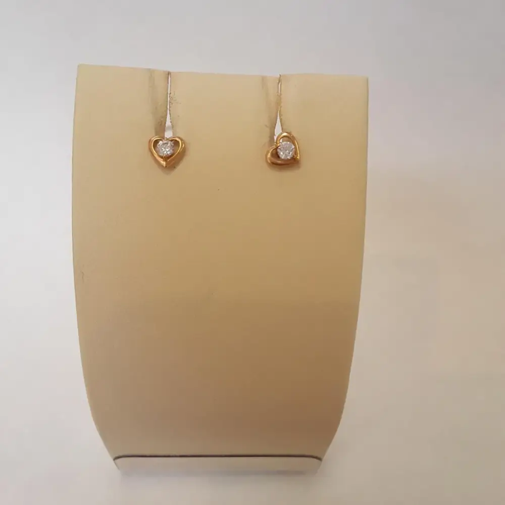 Серьги с фианитом из красного золота 585 пробы
