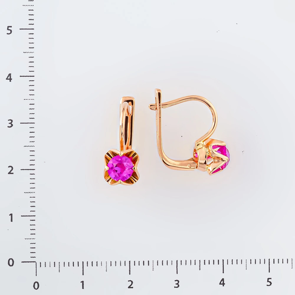 Серьги с фианитом из красного золота 583 пробы