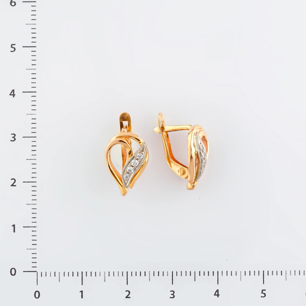 Серьги с фианитом из красного золота 585 пробы