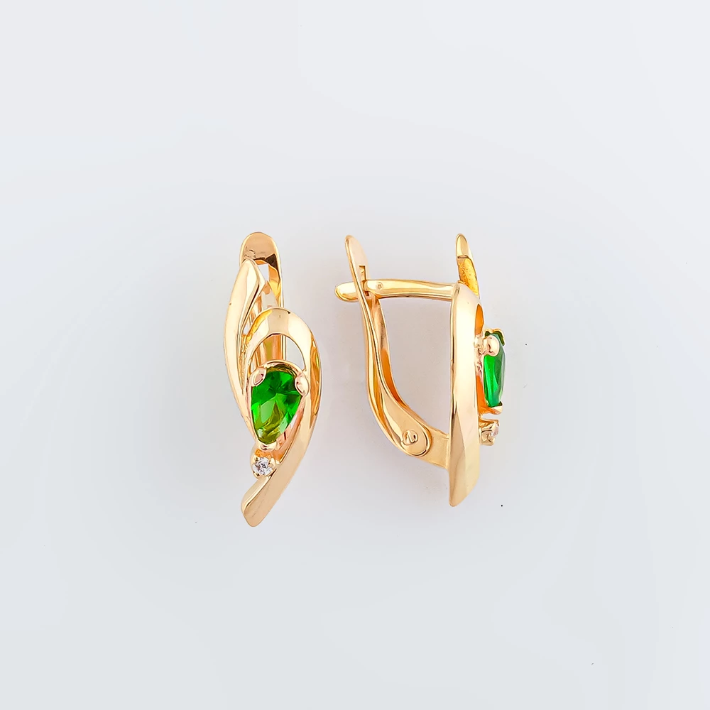 Серьги с ситаллом из красного золота 585 пробы