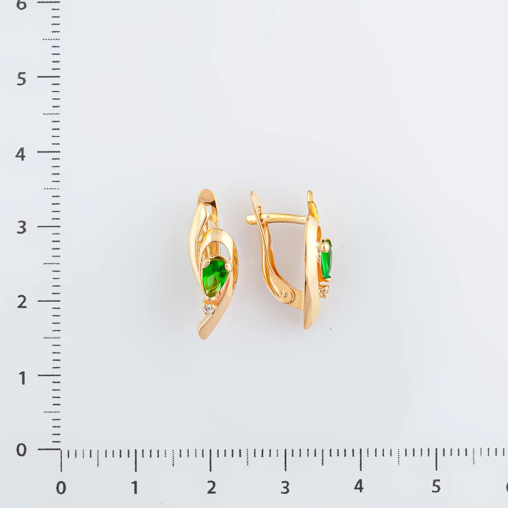 Серьги с ситаллом из красного золота 585 пробы