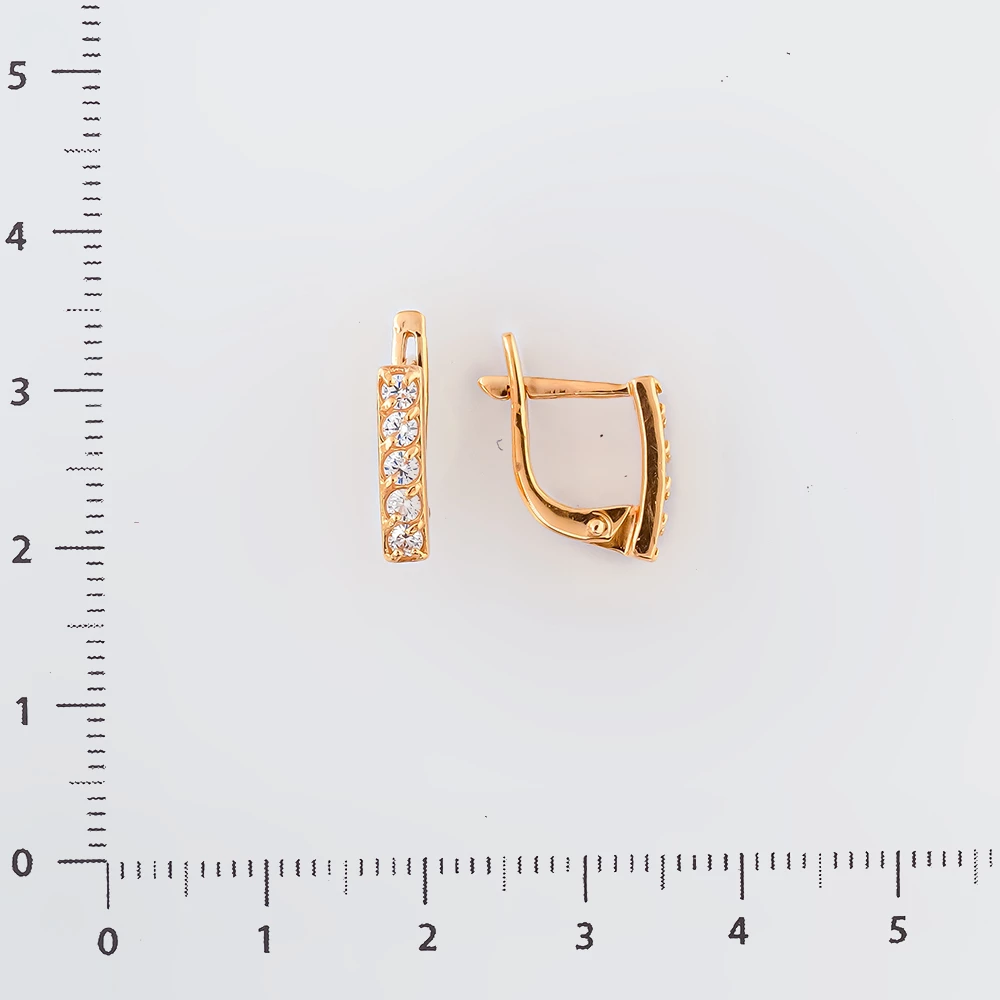 Серьги с фианитом из красного золота 585 пробы