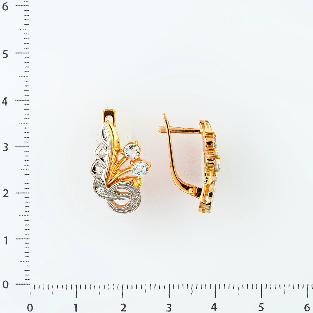 Серьги с топазом из красного золота 585 пробы