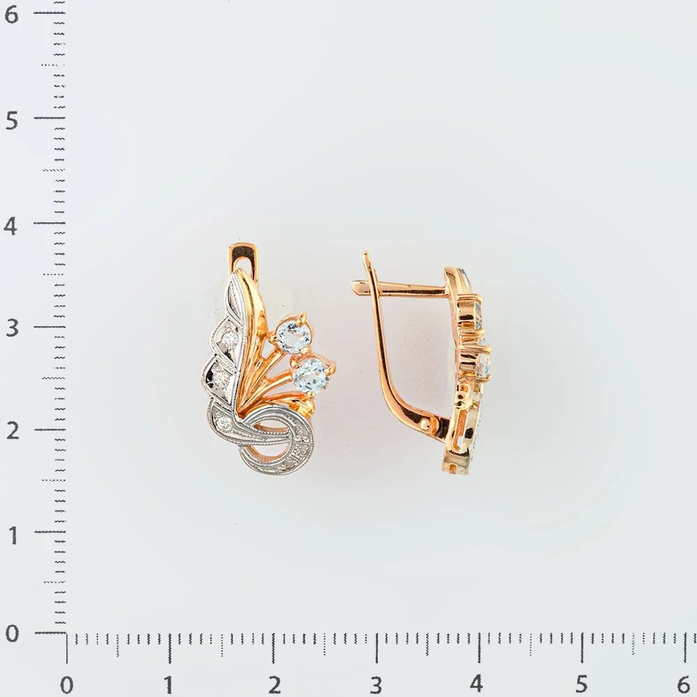 Серьги с топазом из красного золота 585 пробы
