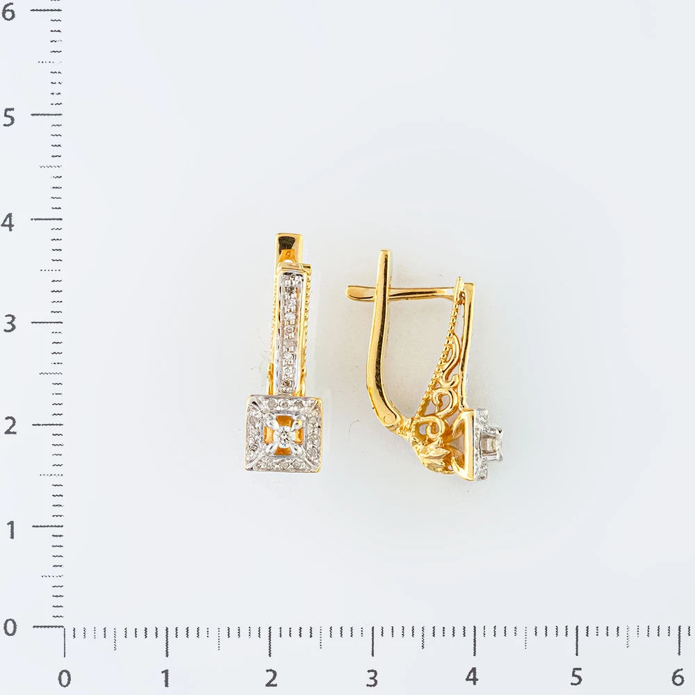 Серьги с бриллиантом из желтого золота 585 пробы