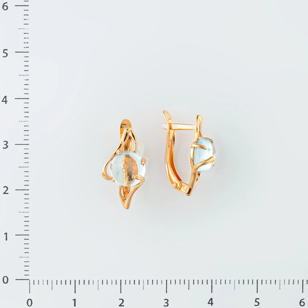 Серьги с топазом из красного золота 585 пробы