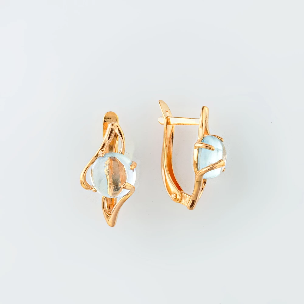 Серьги с топазом из красного золота 585 пробы