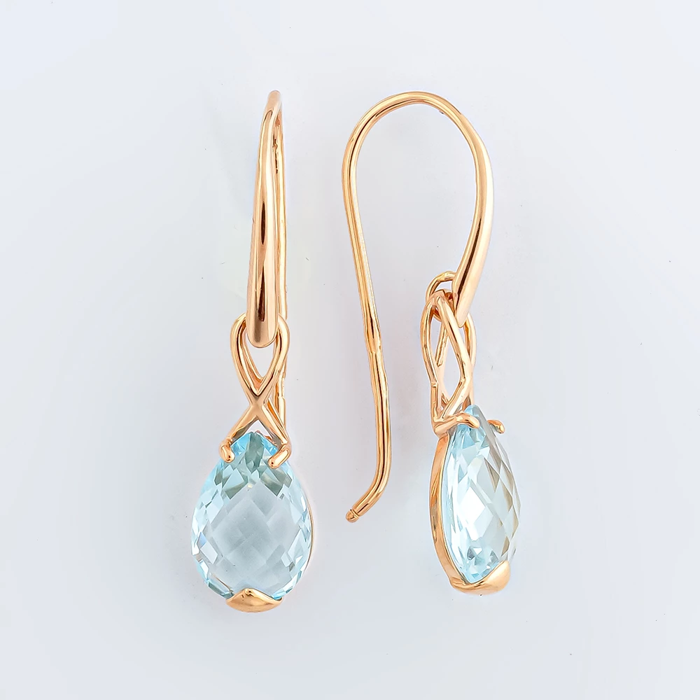 Серьги с топазом из красного золота 585 пробы