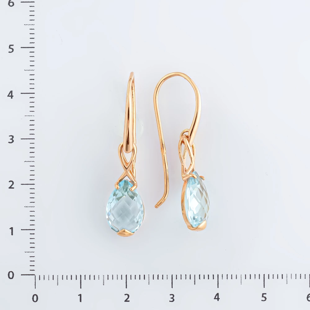 Серьги с топазом из красного золота 585 пробы