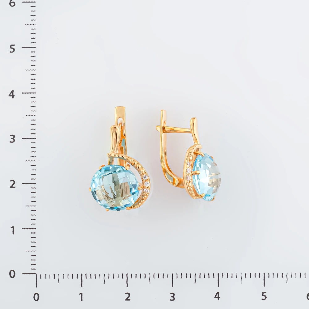 Серьги с топазом из красного золота 585 пробы