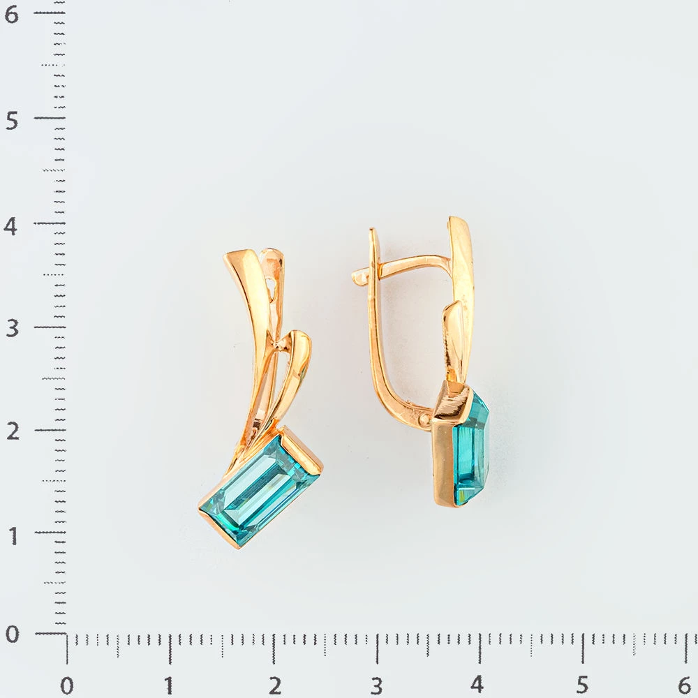 Серьги с ситаллом из красного золота 585 пробы