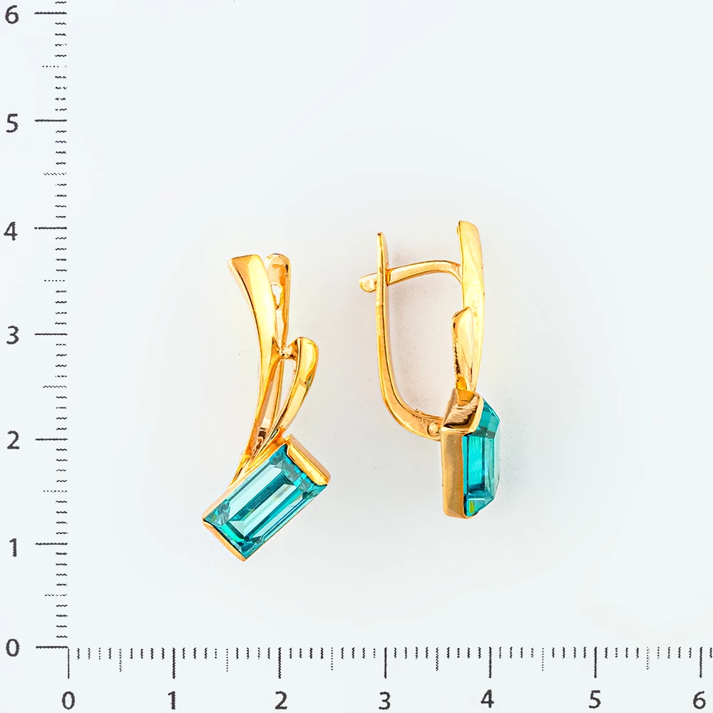 Серьги с ситаллом из красного золота 585 пробы