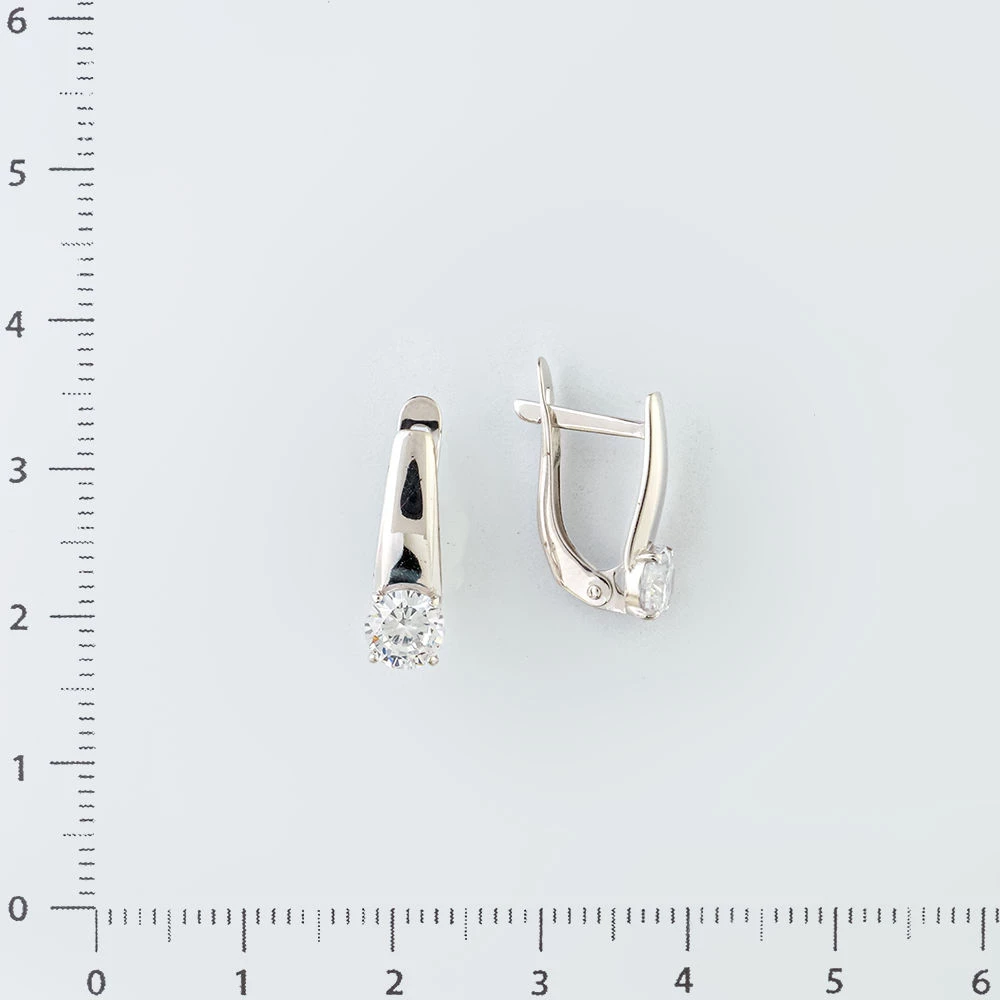 Серьги с фианитом из белого золота 585 пробы