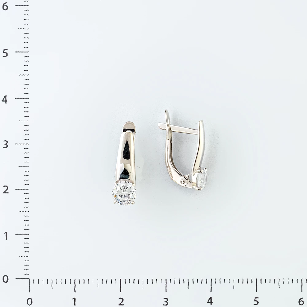 Серьги с фианитом из белого золота 585 пробы