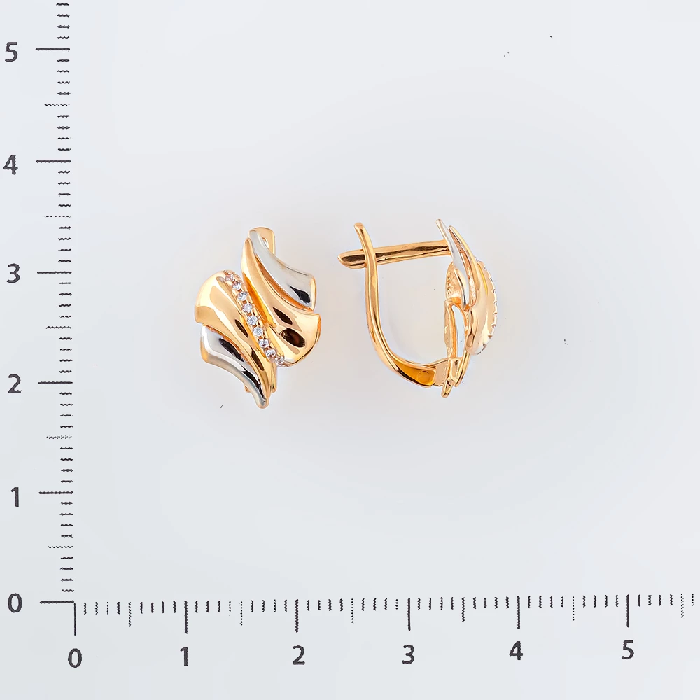 Серьги с фианитом из красного золота 585 пробы