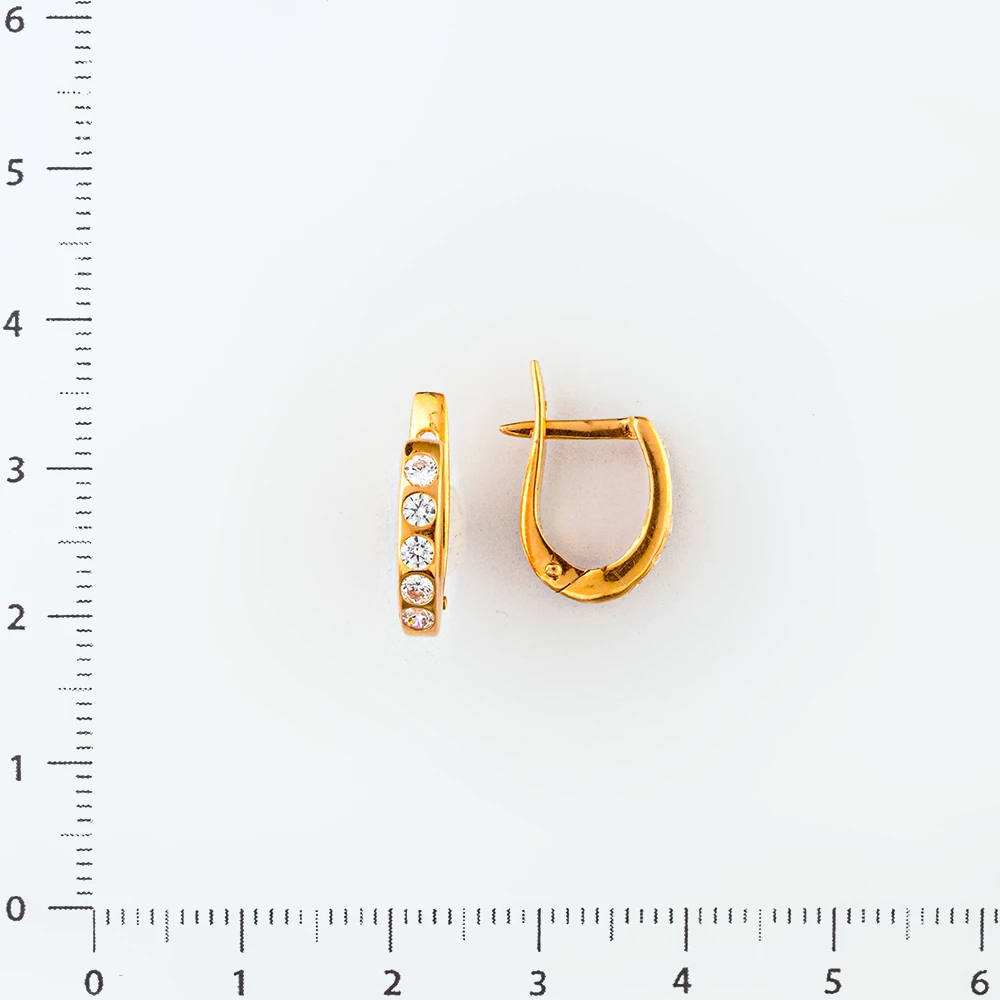 Серьги с фианитом из красного золота 585 пробы